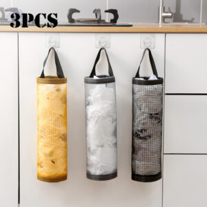 1/2/3pcs Home Grocery Bag Holder Wall Storage Dispenser Kitchen Organizer Nylon Hanging Garbage Storage Packing Pouch Hang Bag